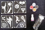 Kit Fun Sport - 4 Brillantini, Colla, 2 Pennelli, 12 Stencils