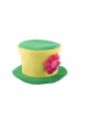 Cappello Clown Tessuto Verde/Giallo con Fiore