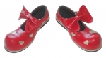 Scarpe Clown Professionali Rosso Cuoricini Oro e Fiocco