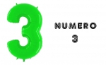 Numero 3 Verde Neon - 100cm Mylar Foil Gonfiabile - al pz