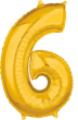 Numero 6 Oro - 66cm Mylar Foil Gonfiabile - al pz